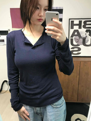 Modern Short Collar Slim Fit Long Sleeve T-shirt