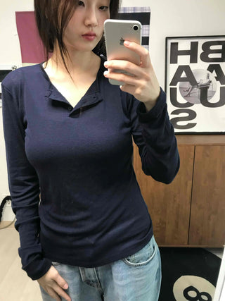 Modern Short Collar Slim Fit Long Sleeve T-shirt