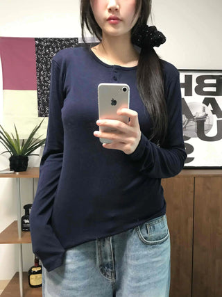 Modern Short Collar Slim Fit Long Sleeve T-shirt