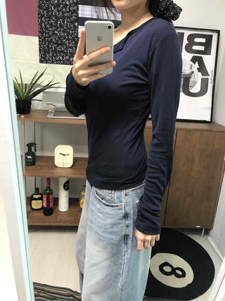 Modern Short Collar Slim Fit Long Sleeve T-shirt