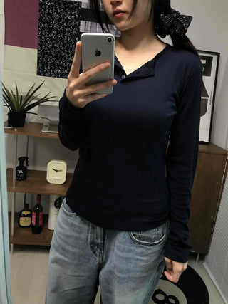 Modern Short Collar Slim Fit Long Sleeve T-shirt