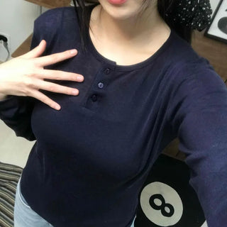 Modern Short Collar Slim Fit Long Sleeve T-shirt