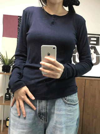 Modern Short Collar Slim Fit Long Sleeve T-shirt