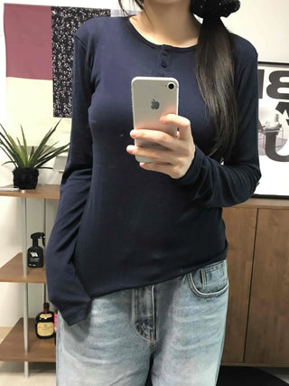 Modern Short Collar Slim Fit Long Sleeve T-shirt