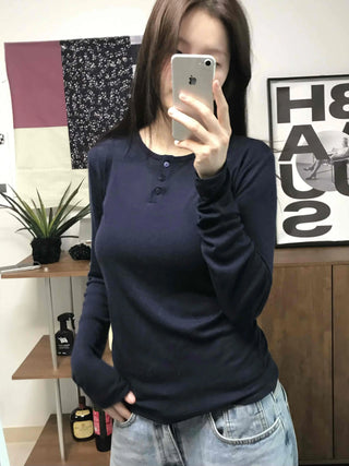 Modern Short Collar Slim Fit Long Sleeve T-shirt
