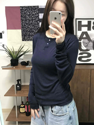 Modern Short Collar Slim Fit Long Sleeve T-shirt