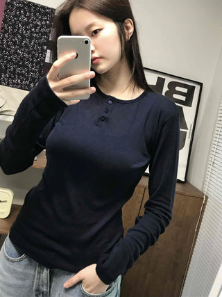 Modern Short Collar Slim Fit Long Sleeve T-shirt