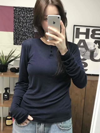 Modern Short Collar Slim Fit Long Sleeve T-shirt