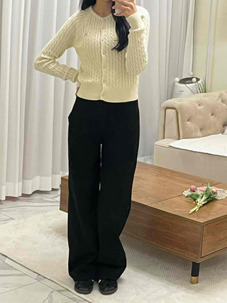 Velvet Touch Semi-Balloon Flare Brushed Long Pants
