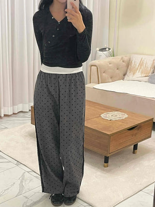 Feminine Button Shirred Slim Fit Long Sleeve T-shirt