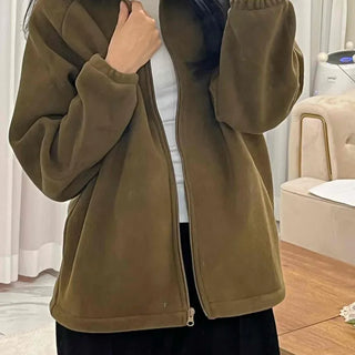 Oversized Minimal Shearling Zip-Up Fleece