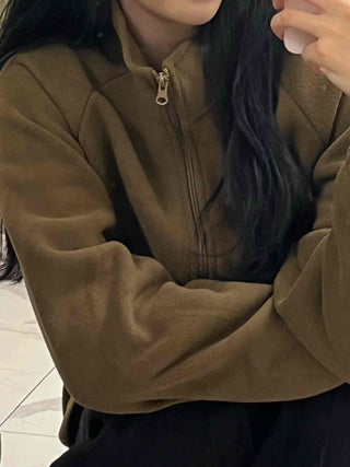 Oversized Minimal Shearling Zip-Up Fleece