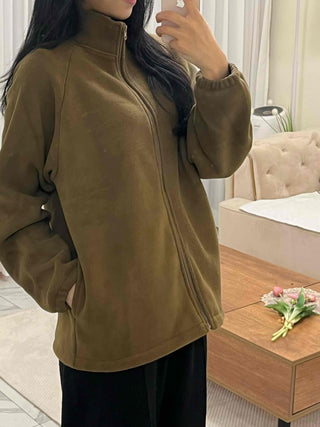 Oversized Minimal Shearling Zip-Up Fleece