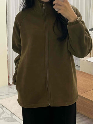 Oversized Minimal Shearling Zip-Up Fleece