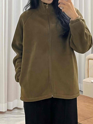 Oversized Minimal Shearling Zip-Up Fleece