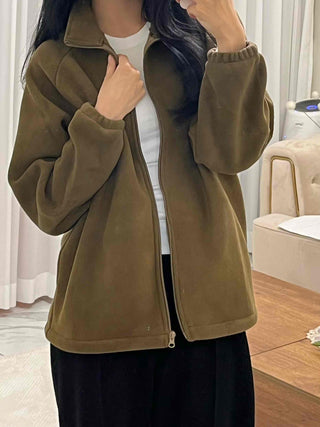 Oversized Minimal Shearling Zip-Up Fleece