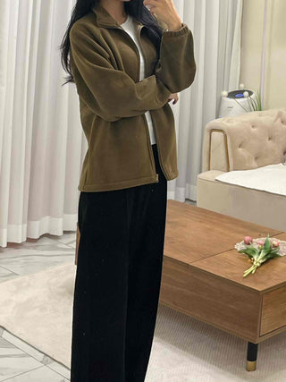 Oversized Minimal Shearling Zip-Up Fleece