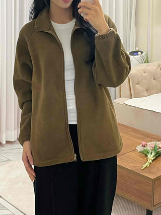 Oversized Minimal Shearling Zip-Up Fleece