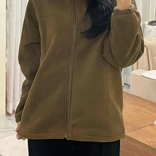 Oversized Minimal Shearling Zip-Up Fleece
