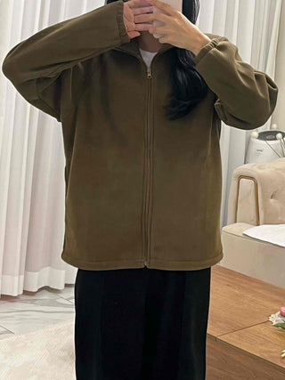 Oversized Minimal Shearling Zip-Up Fleece
