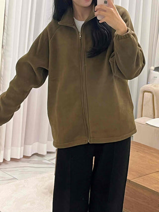 Oversized Minimal Shearling Zip-Up Fleece