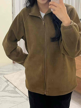 Oversized Minimal Shearling Zip-Up Fleece