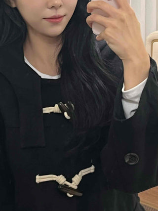 Classic Wood Toggle Hooded Duffle Coat