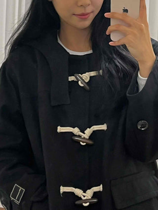 Classic Wood Toggle Hooded Duffle Coat