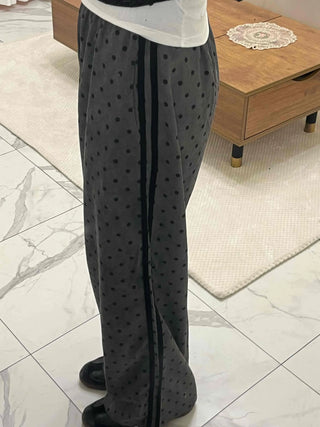 Loose Fit All-Over Dot Elastic Waist Training Pants