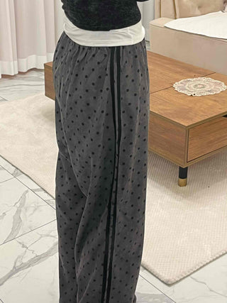 Loose Fit All-Over Dot Elastic Waist Training Pants