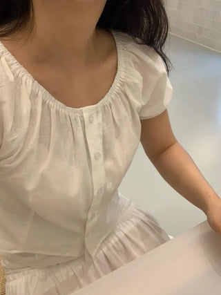 Jewel Button Banding Blouse
