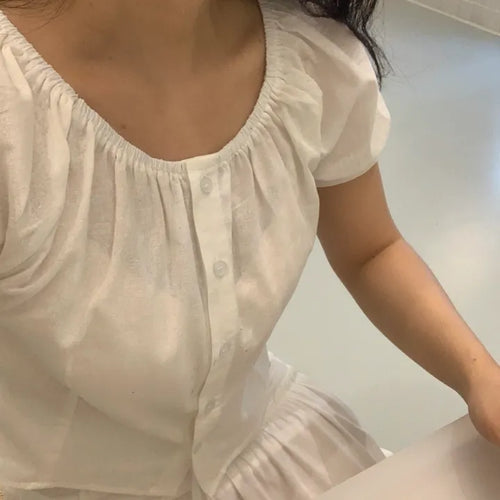 Jewel Button Banding Blouse