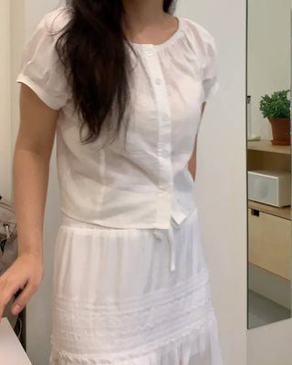 Jewel Button Banding Blouse