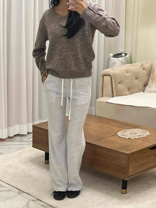 Sleeve Warmer Button V-Neck Loose Fit Knit