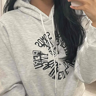 Casual Lettering Print Fleece-Lined Crop Hoodie