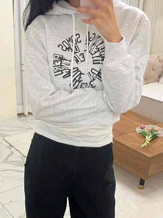 Casual Lettering Print Fleece-Lined Crop Hoodie