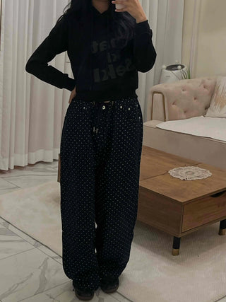 Lettering Print Crop Loose Fit Fleece-Lined Hoodie