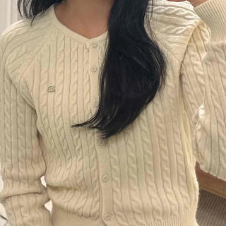 Soft Cable Button Knit Cardigan