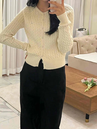 Soft Cable Button Knit Cardigan