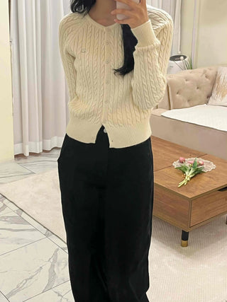 Soft Cable Button Knit Cardigan