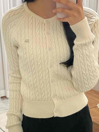 Soft Cable Button Knit Cardigan
