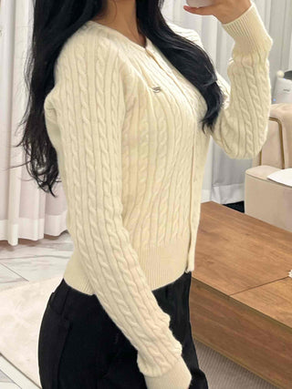 Soft Cable Button Knit Cardigan