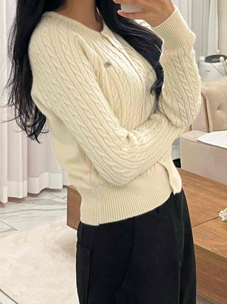 Soft Cable Button Knit Cardigan