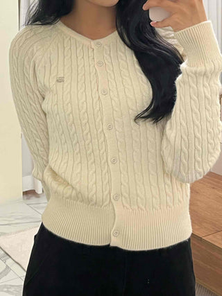 Soft Cable Button Knit Cardigan