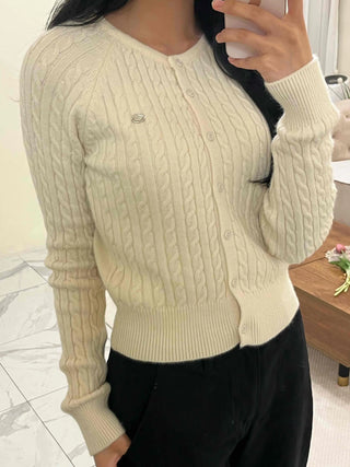 Soft Cable Button Knit Cardigan