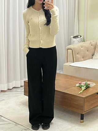 Soft Cable Button Knit Cardigan