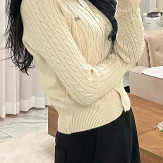 Soft Cable Button Knit Cardigan