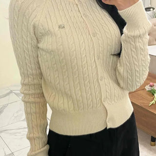 Soft Cable Button Knit Cardigan