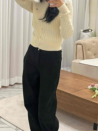 Soft Cable Button Knit Cardigan