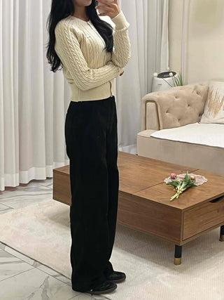 Soft Cable Button Knit Cardigan